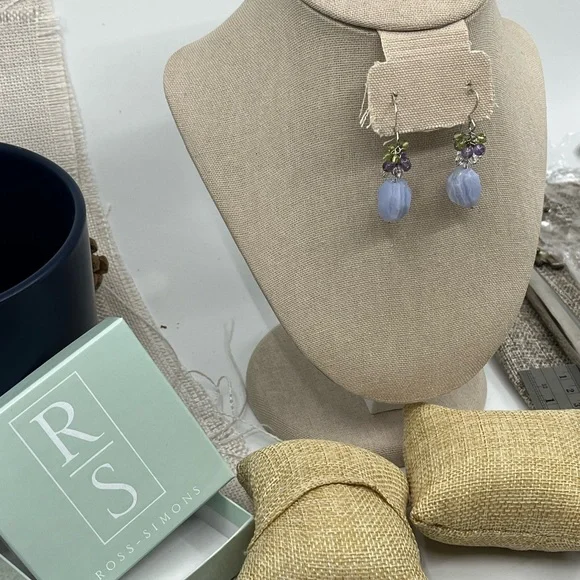 Ross-Simons Blue Agate Amethyst Peridot Quartz Cluster Dangle Earrings 11.6g - Picture 12 of 15